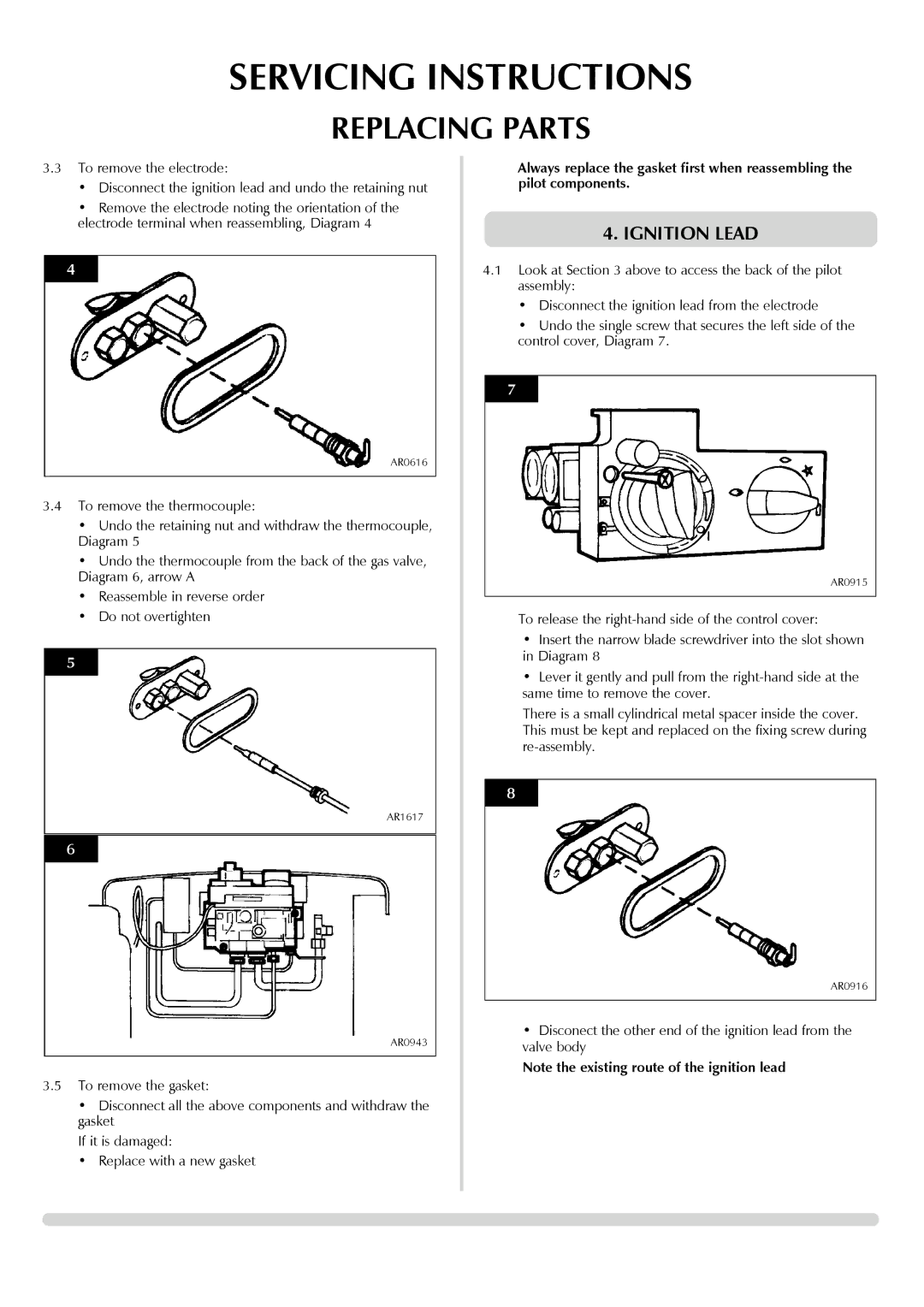 Yeoman 8456, 8455 manual Ignition Lead 