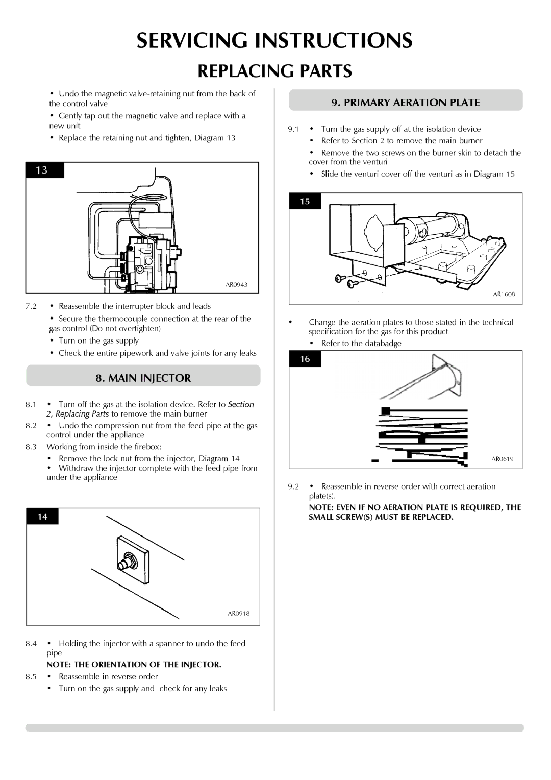 Yeoman 8456, 8455 manual Main Injector, Primary Aeration Plate 