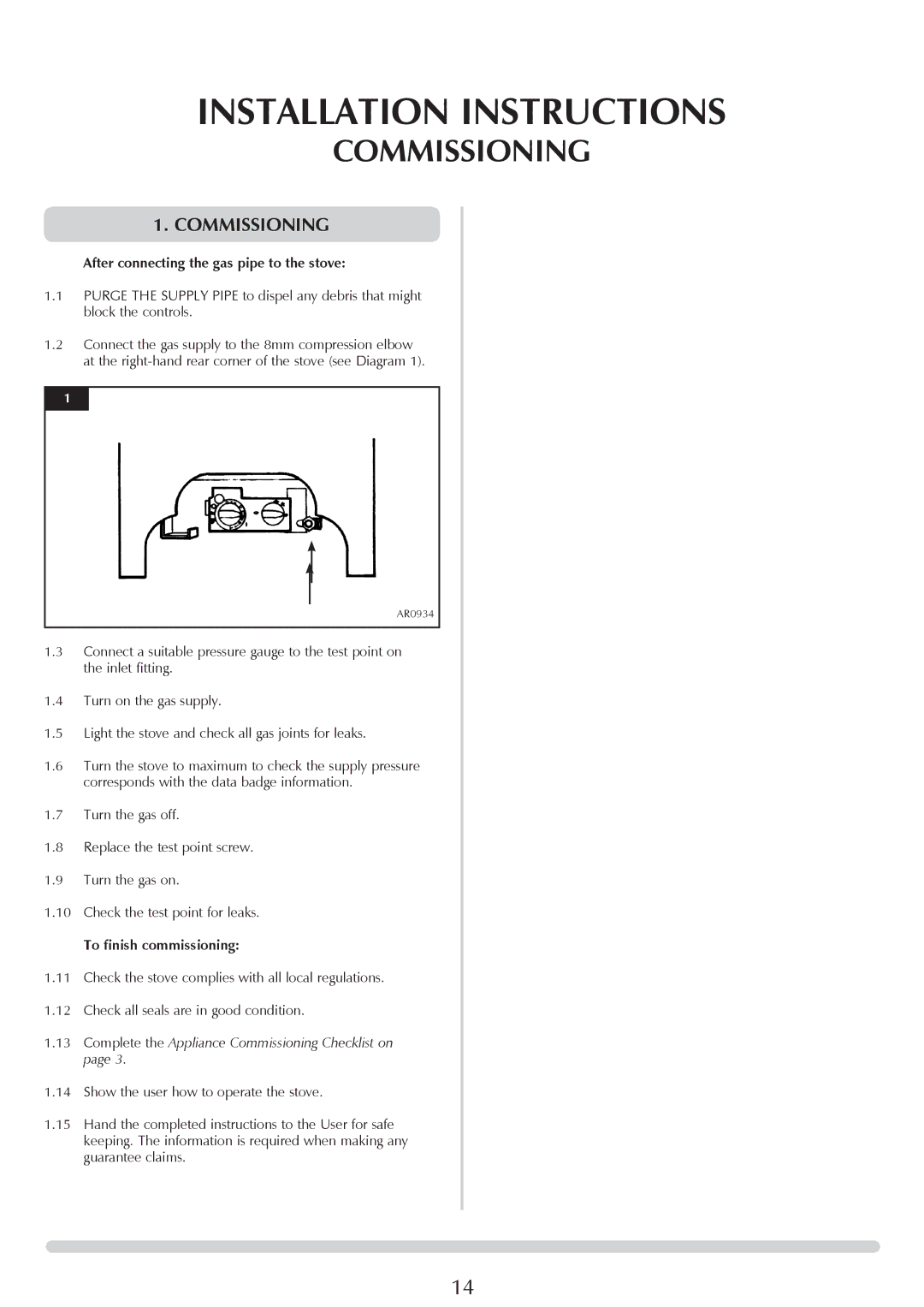 Yeoman PR1145 instruction manual Commissioning 