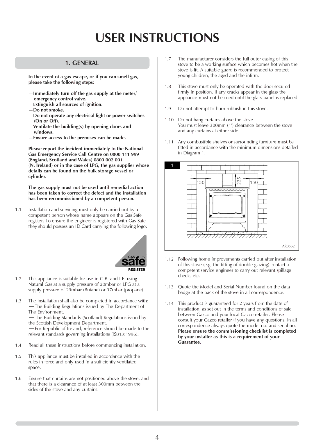 Yeoman PR1145 instruction manual User Instructions, General 