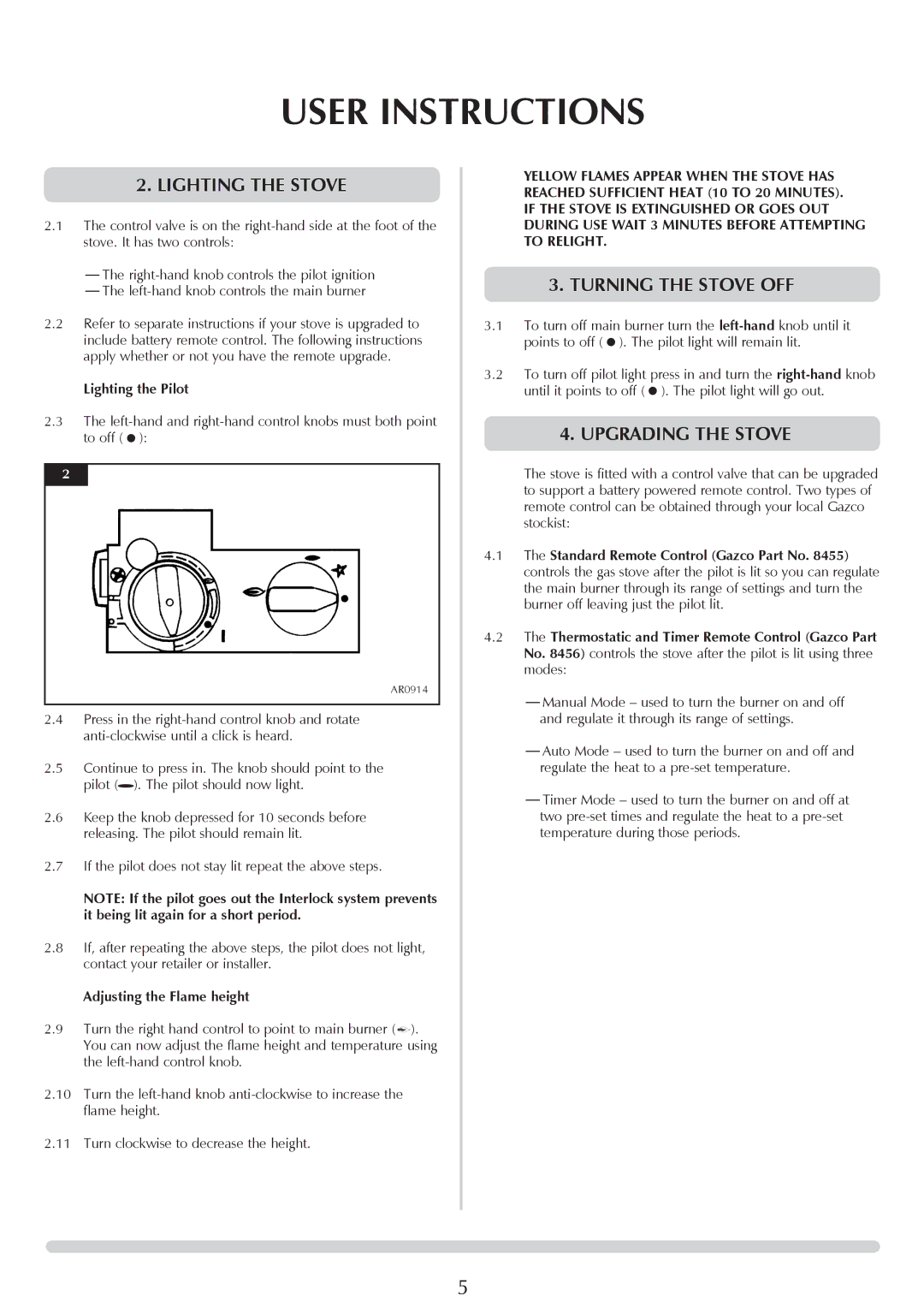 Yeoman PR1145 instruction manual Lighting the Stove, Turning the Stove off, Upgrading the Stove 