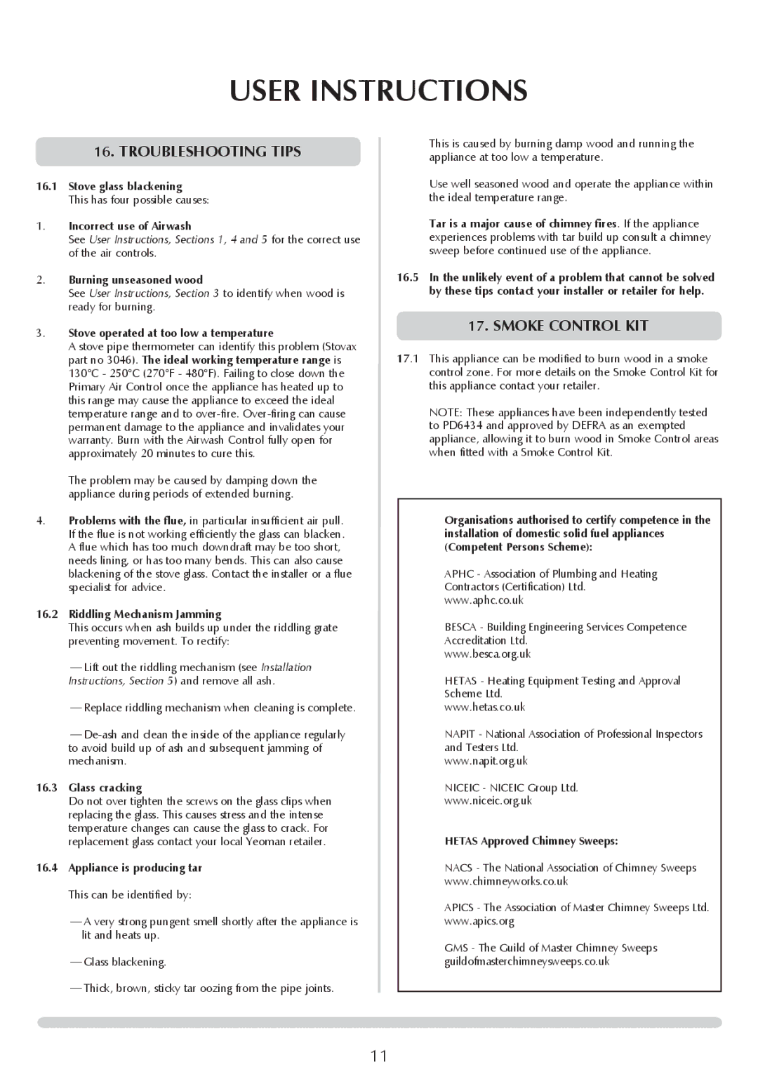 Yeoman YM-CL5W, YM-CL8W, YM-CL8MF, YM-CL3MF, YM-CL5MF manual Troubleshooting tips, Smoke Control kit 