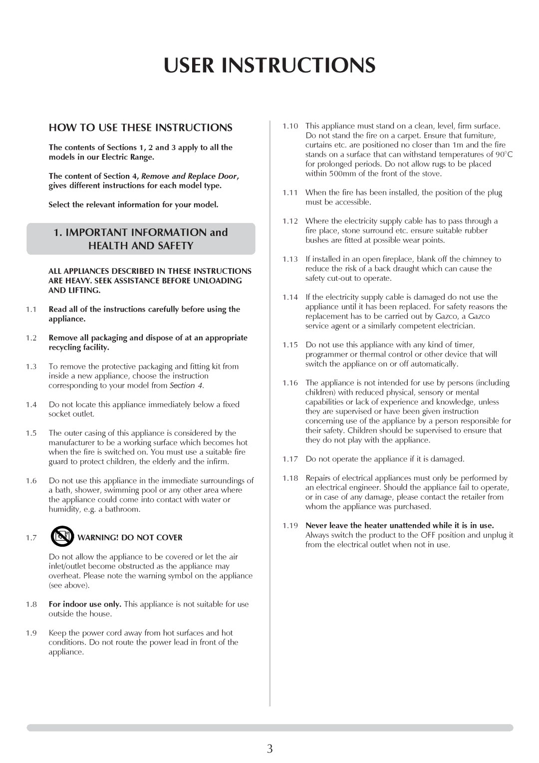 Yeoman YM-E9001FLA manual User Instructions, How to Use these Instructions, Important informAtion, Health and Safety 