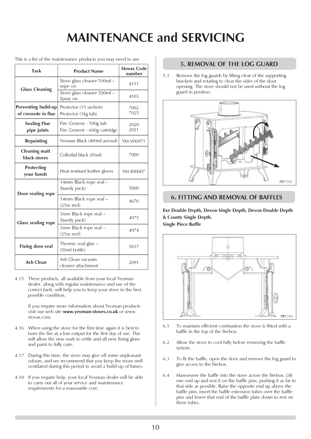 Yeoman YM-W9122FL, YM-W9121FL manual Removal of the LOG Guard, Fitting and Removal OF BAFFLES, Task Product Name 