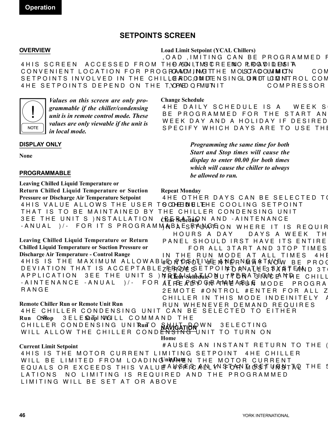 York 00497VIP manual Setpoints Screen 