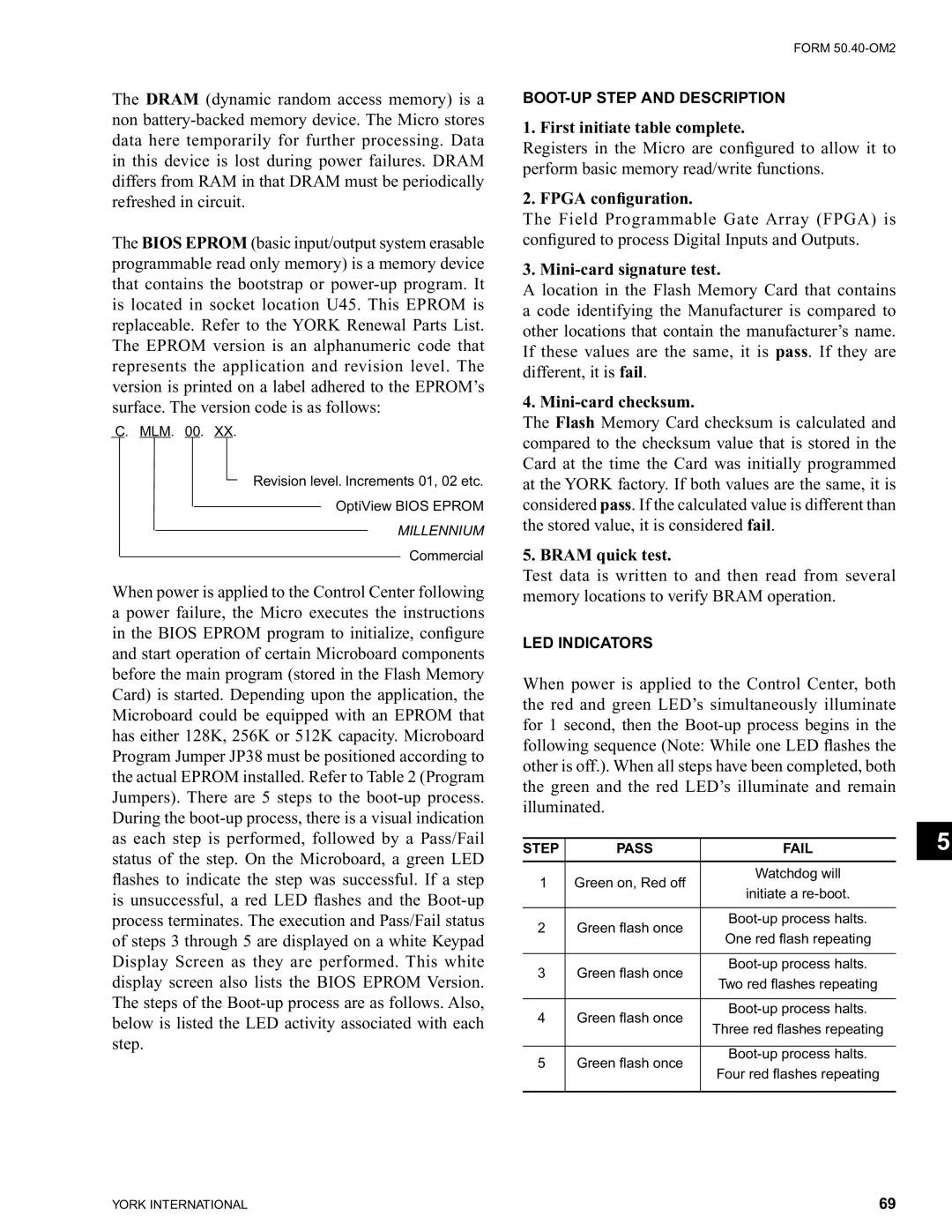 York 00497VIP manual First initiate table complete, Fpga configuration, Mini-card signature test, Mini-card checksum 