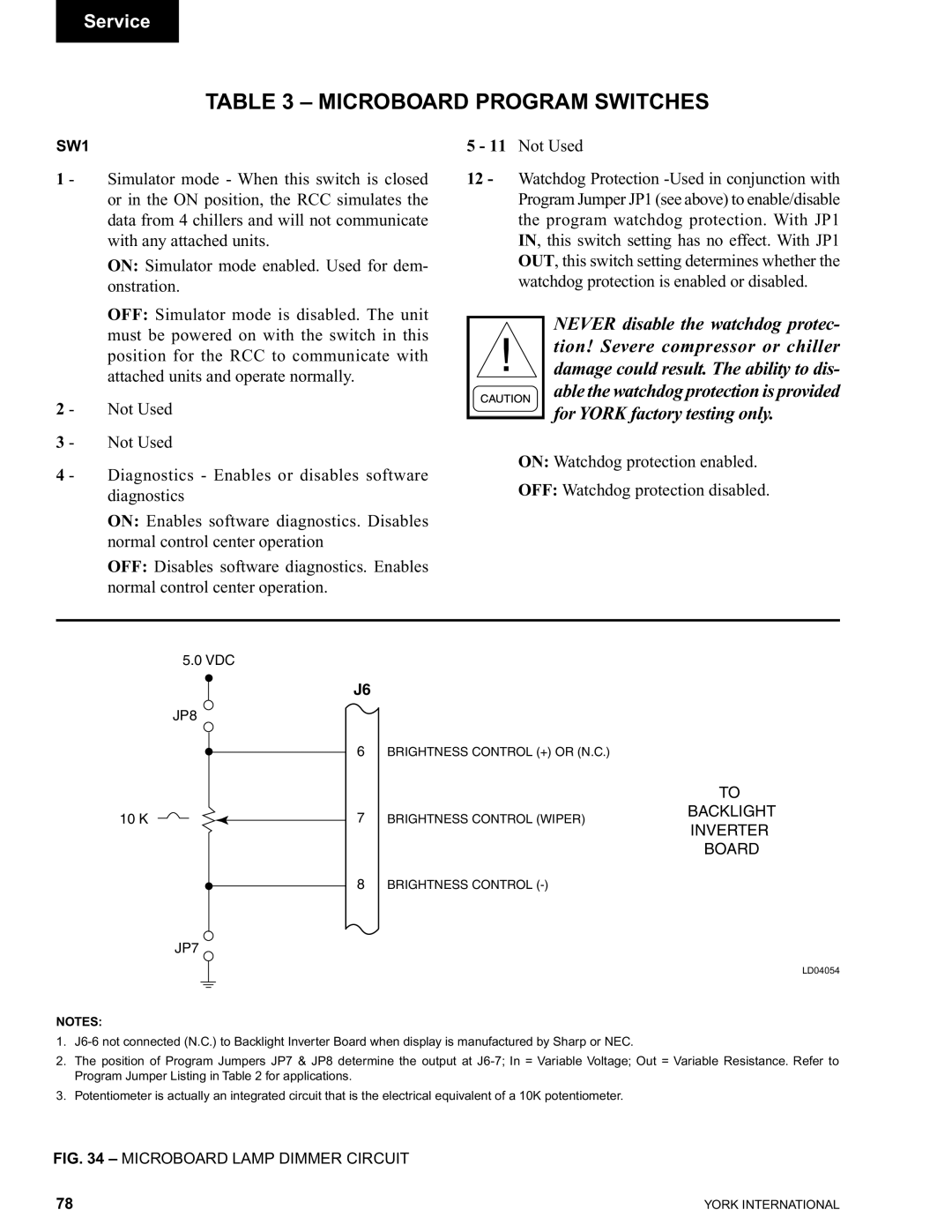 York 00497VIP manual Microboard Program Switches, Tion! Severe compressor or chiller 