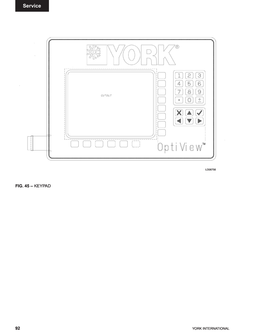 York 00497VIP manual Service, Keypad, LD06756 