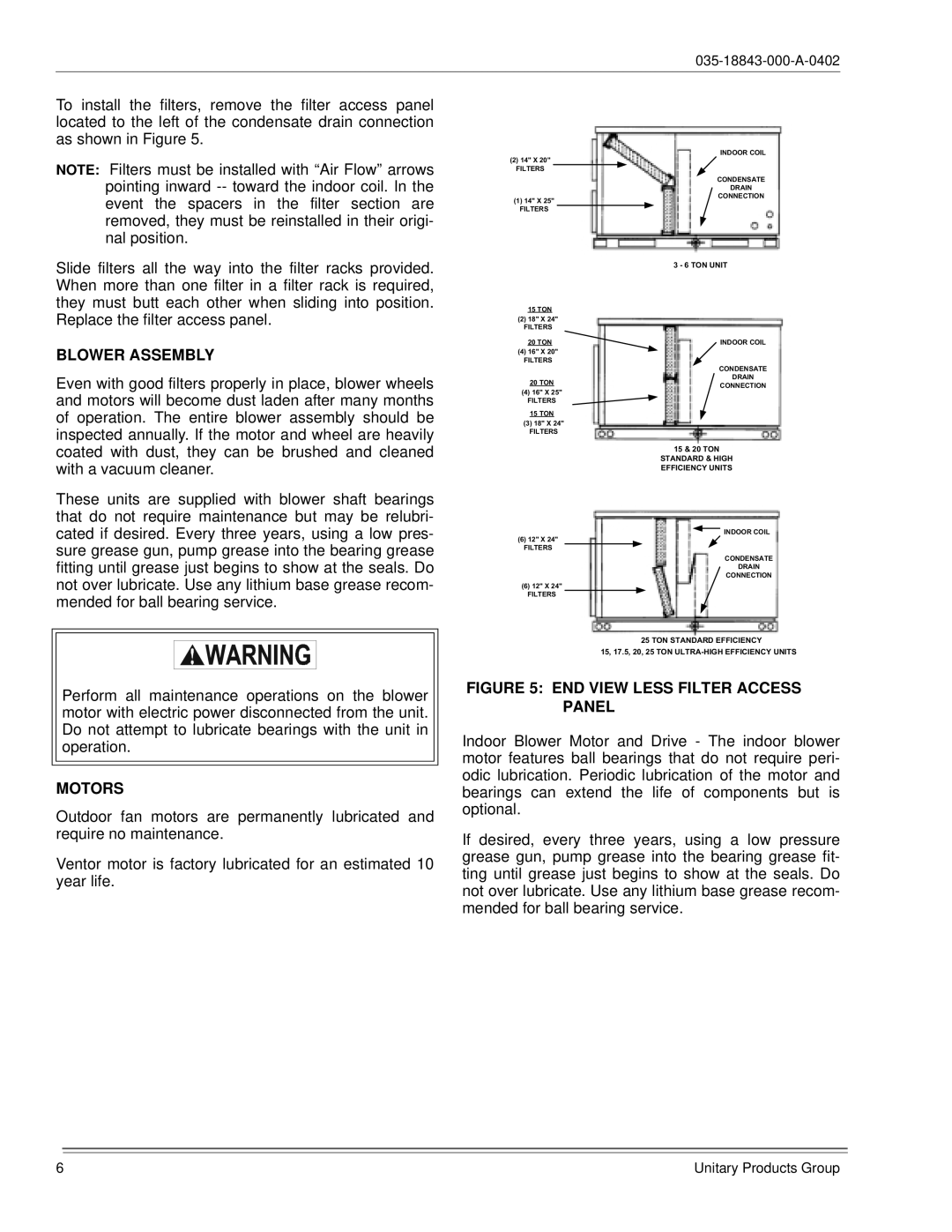 York 035-18843-000-a-0402 manual Blower Assembly, Motors 