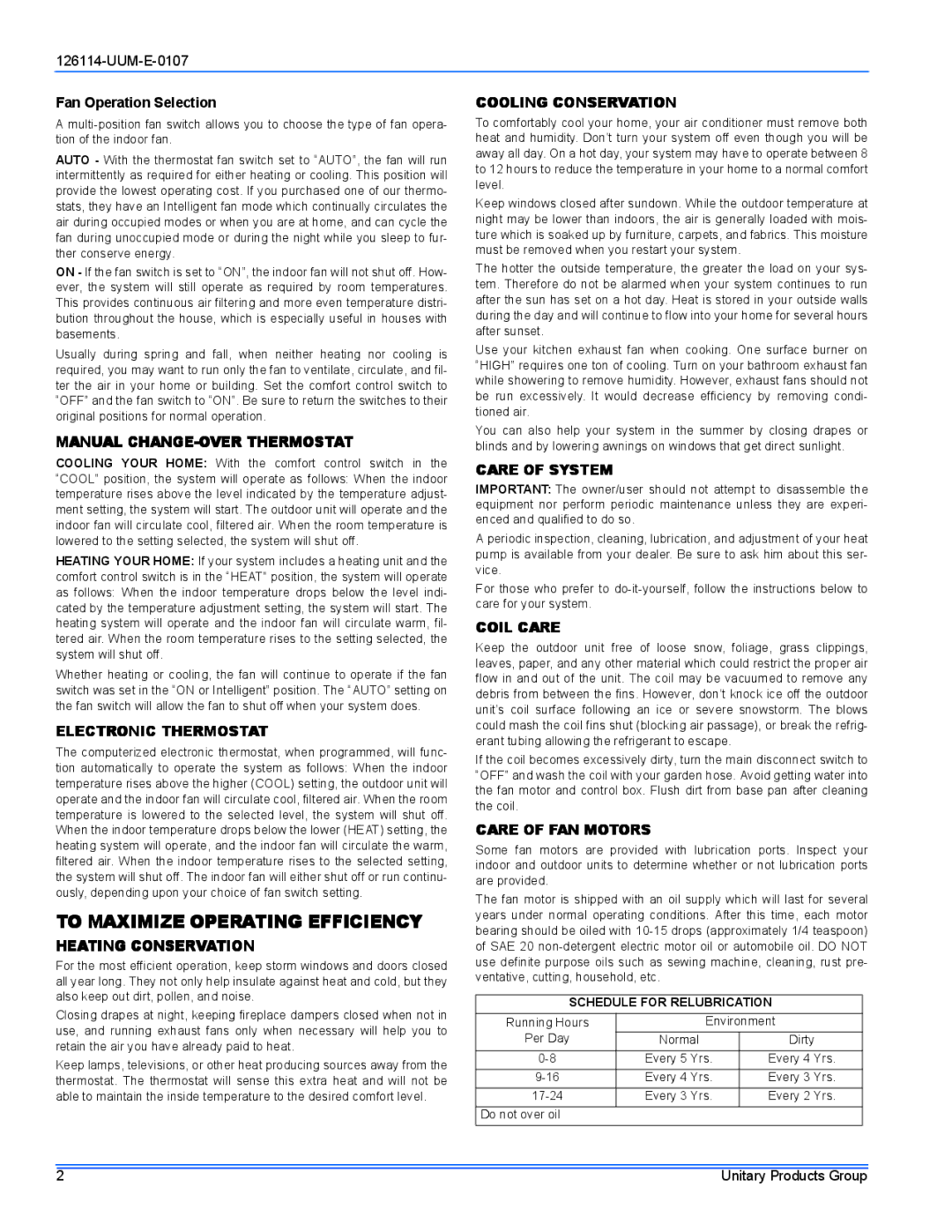 York 13 Series, 14 Series warranty To Maximize Operating Efficiency 