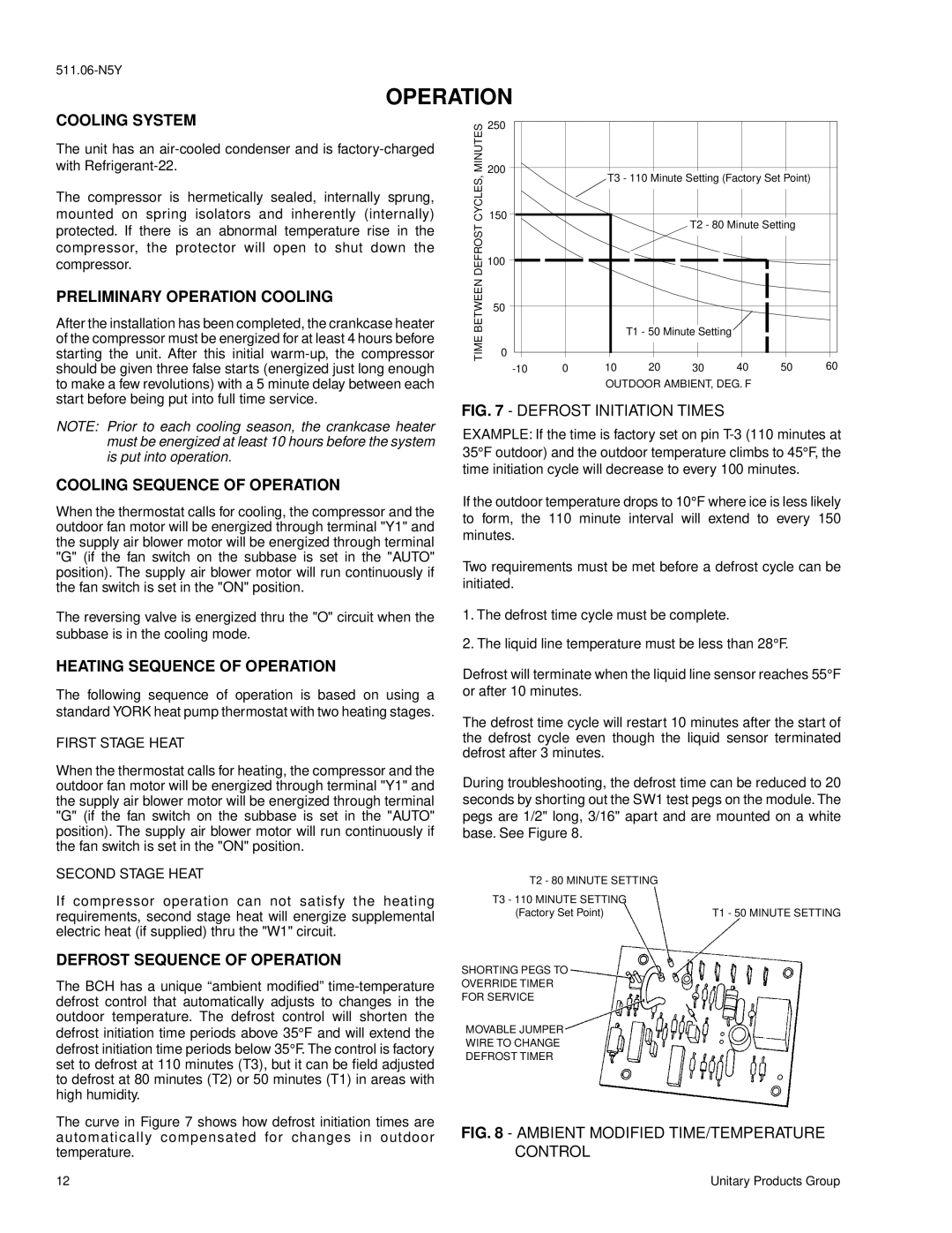 York 2000 installation instructions Operation 