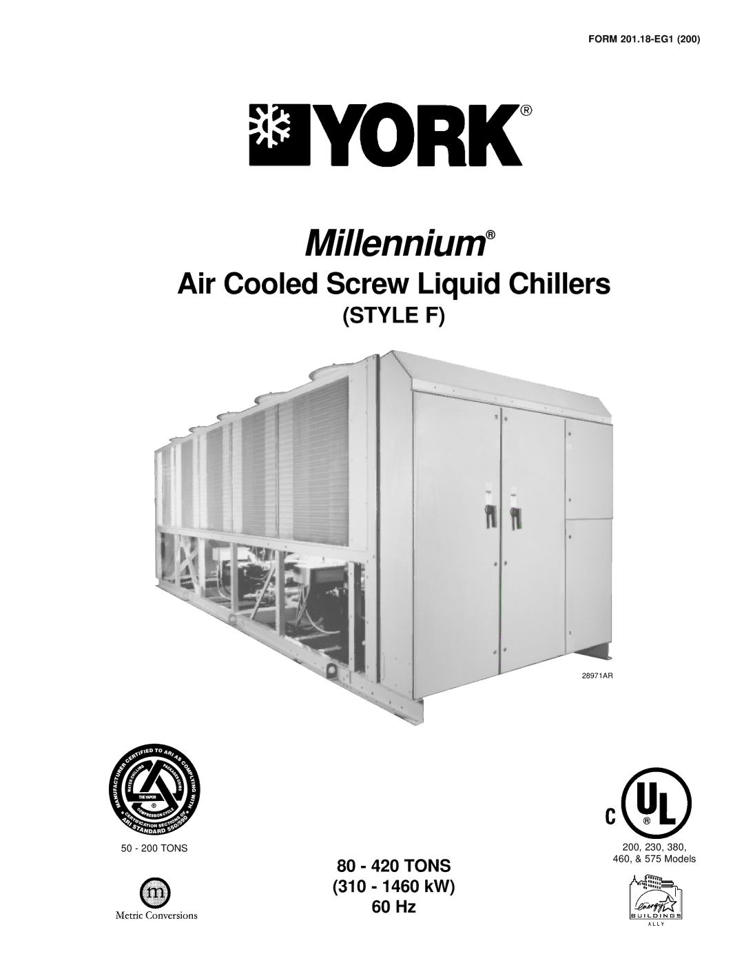 York 28971AR manual Millennium 