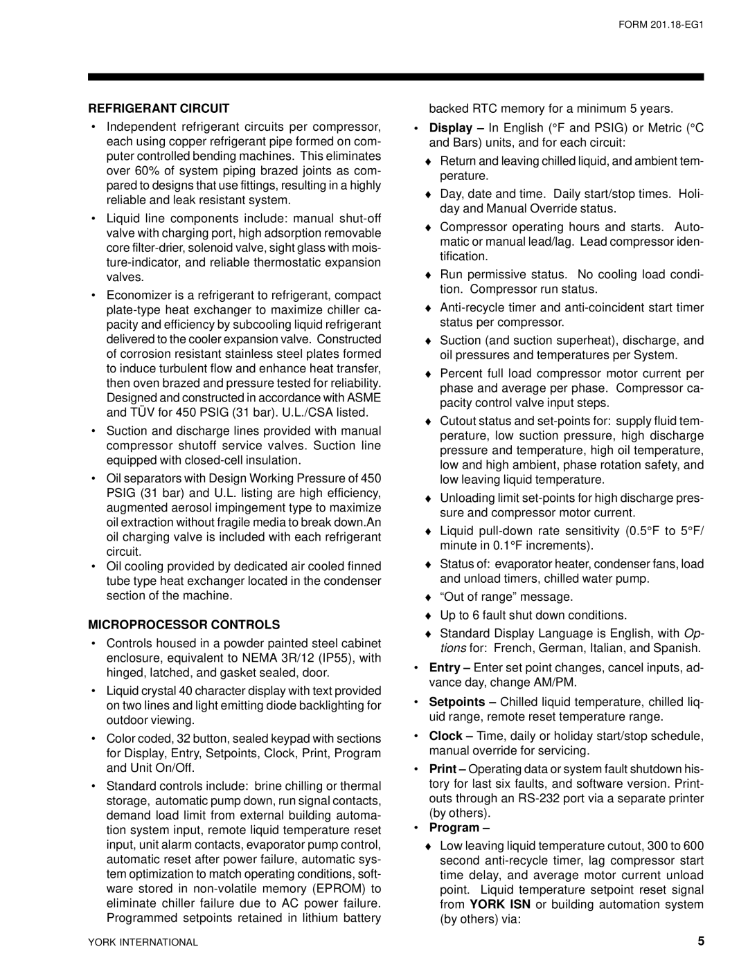 York 28971AR manual Refrigerant Circuit, Microprocessor Controls 