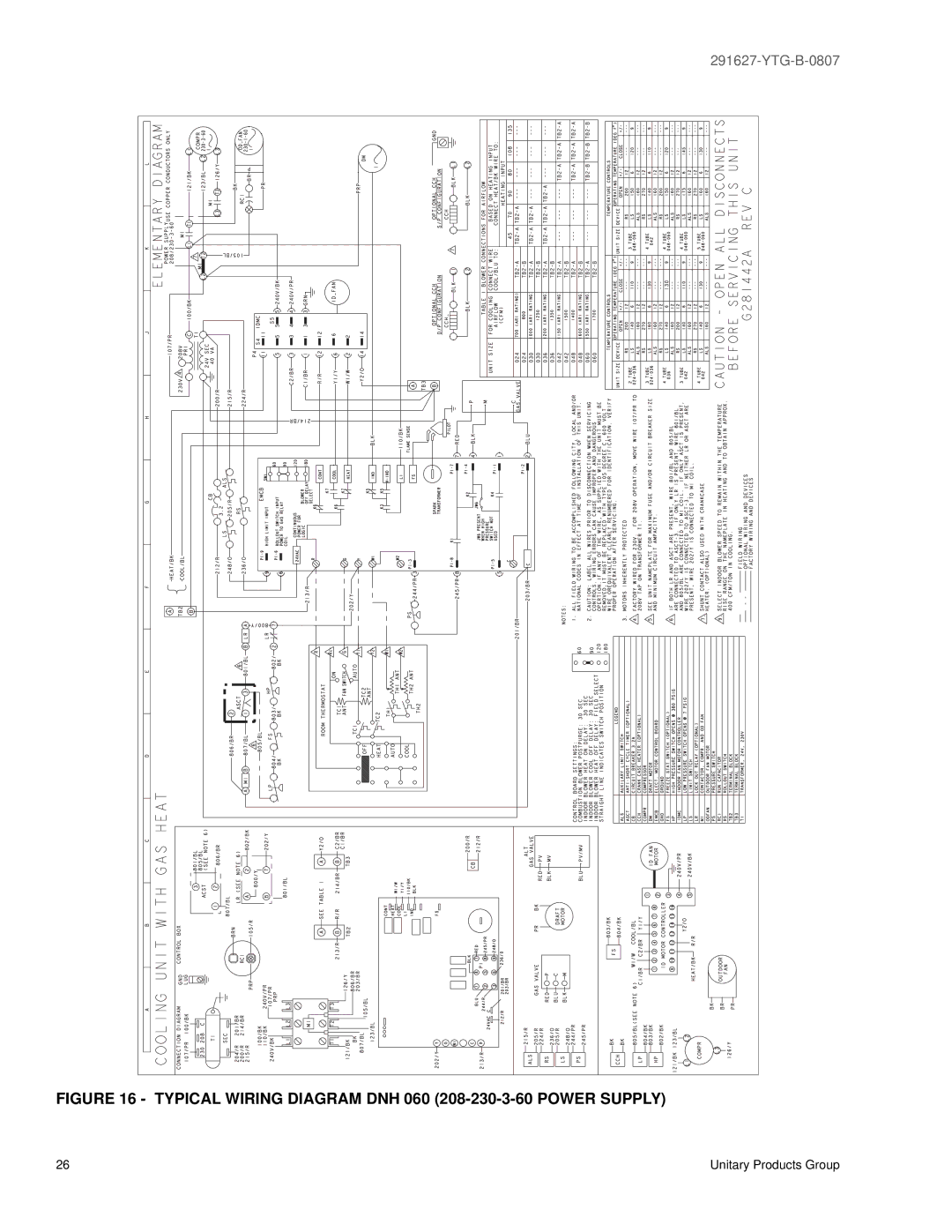 York 291627-YTG-B-0807 warranty Typical Wiring Diagram DNH 060 208-230-3-60 Power Supply 