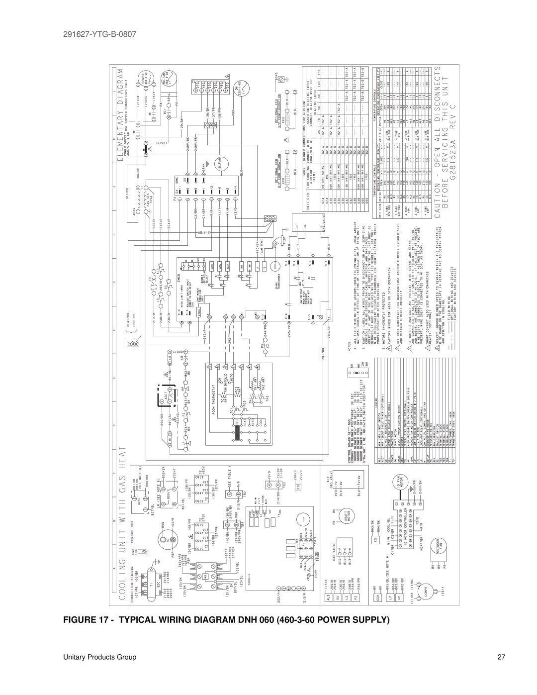 York 291627-YTG-B-0807 warranty Typical Wiring Diagram DNH 060 460-3-60 Power Supply 