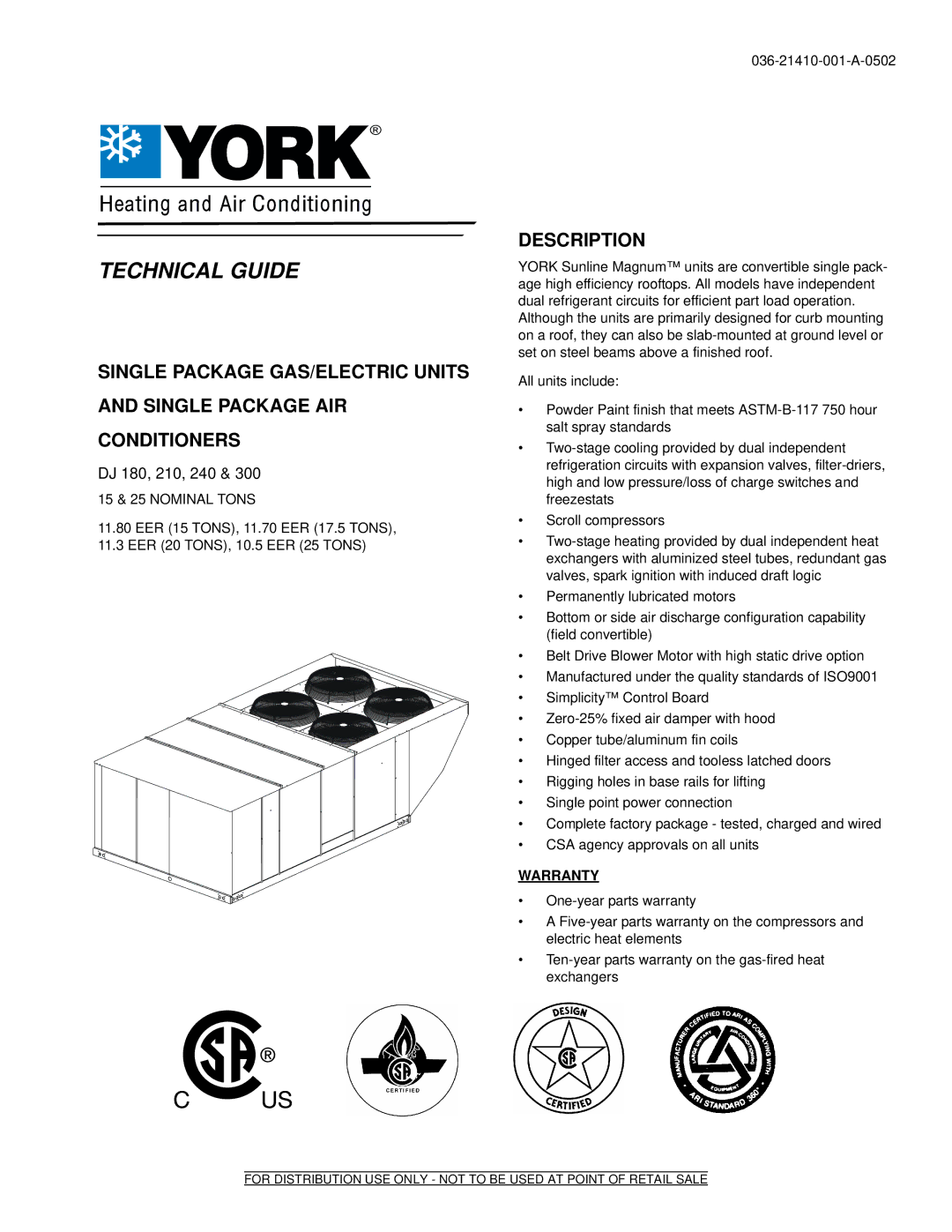 York 300 warranty Technical Guide 