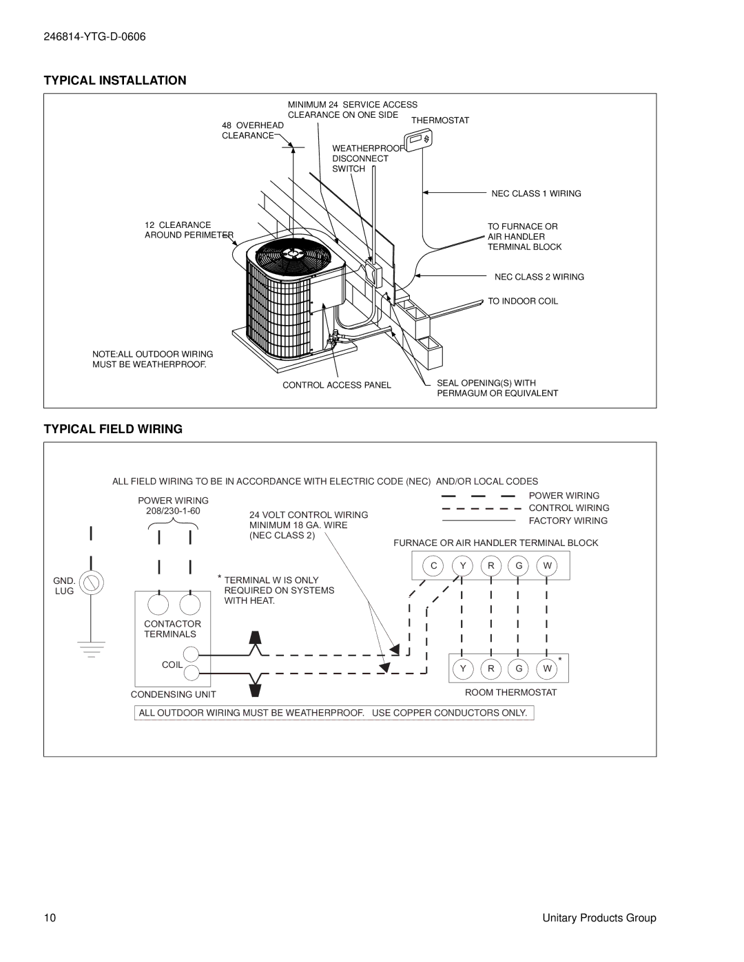 York AY012MA321 warranty Typical Installation, Typical Field Wiring 