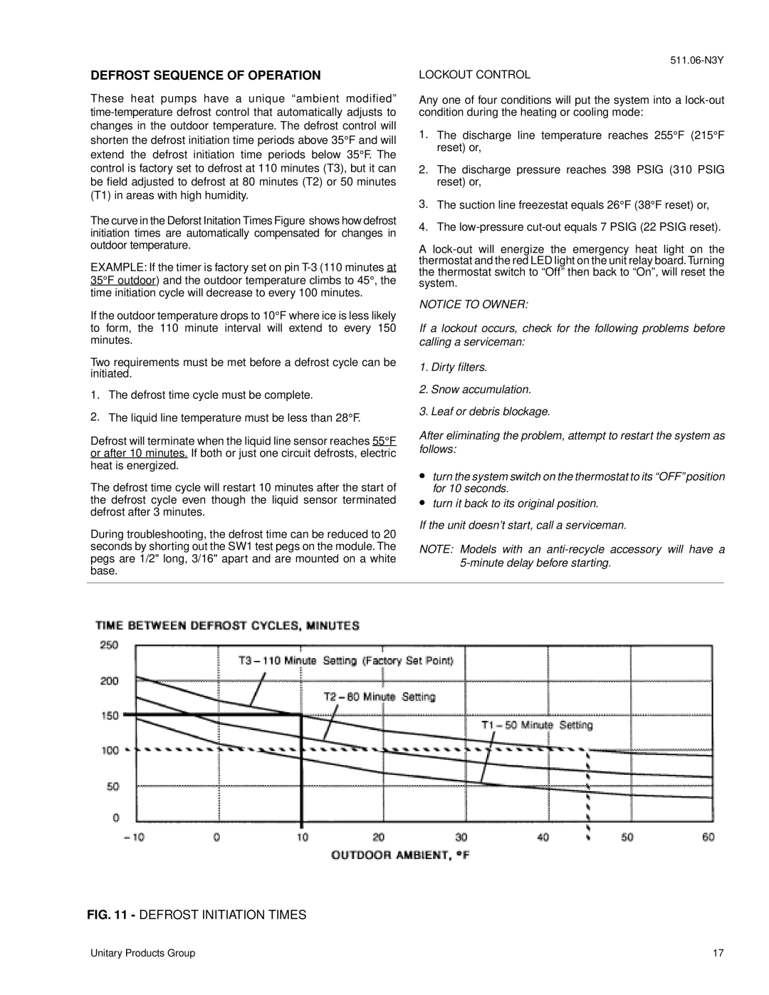 York B1CH240, B1CH180 installation instructions Defrost Sequence of Operation, Lockout Control 