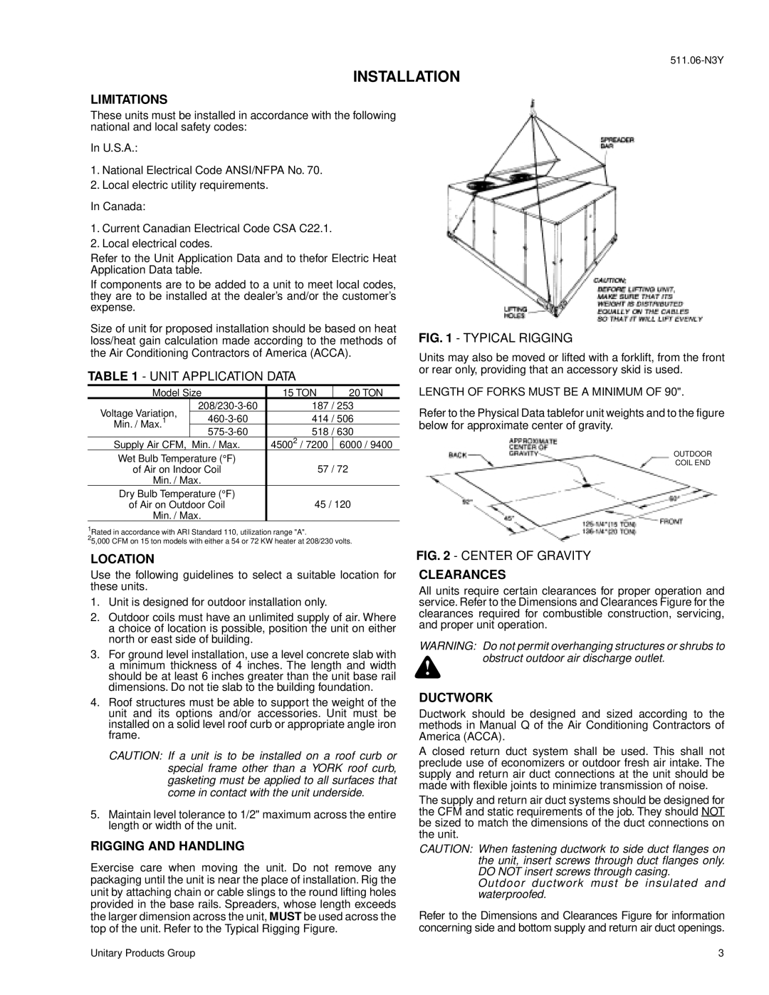 York B1CH240, B1CH180 installation instructions Installation 