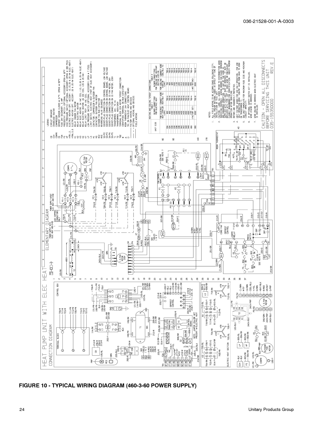 York B1HP024 THRU 048 manual Typical Wiring Diagram 460-3-60 Power Supply 