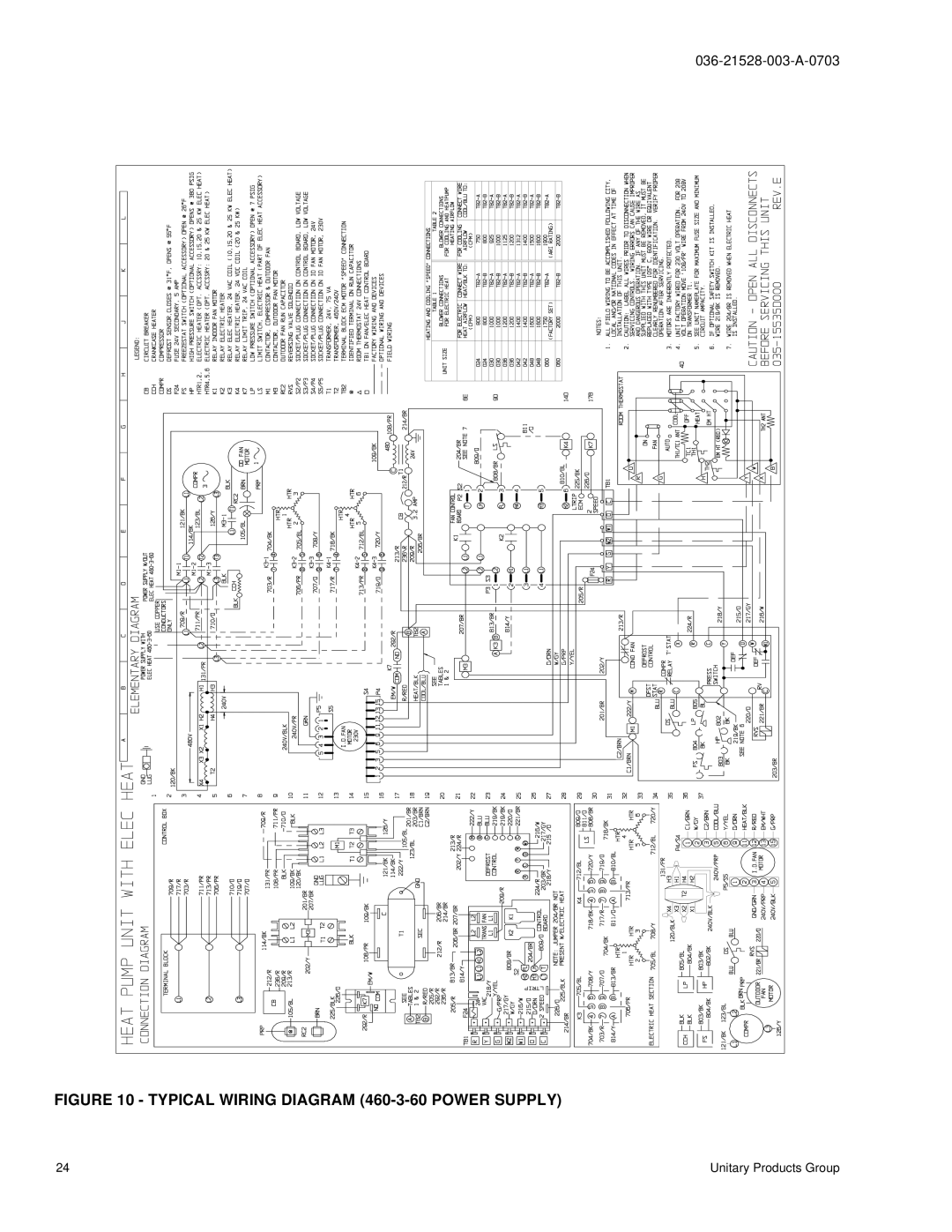 York BHP024 manual Typical Wiring Diagram 460-3-60 Power Supply 