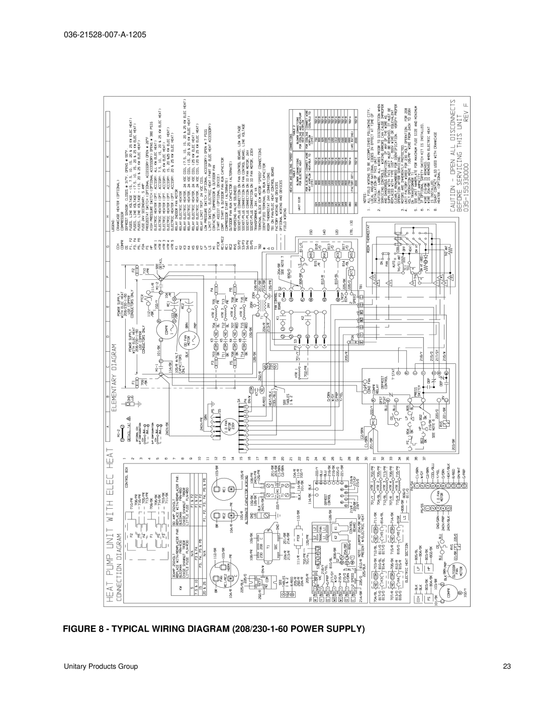 York BHP024 manual Typical Wiring Diagram 208/230-1-60 Power Supply 