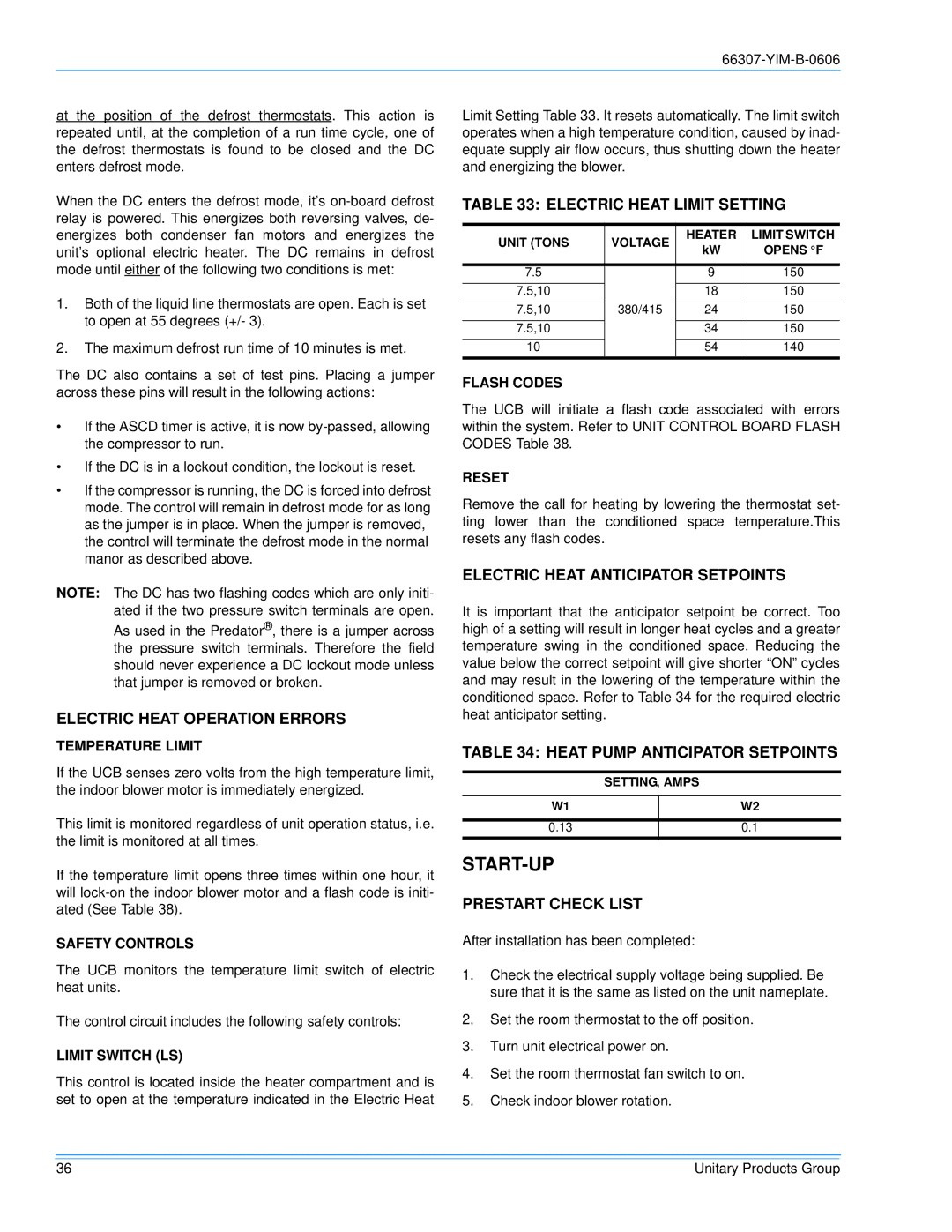 York BP 090, BP120 installation manual Start-Up 