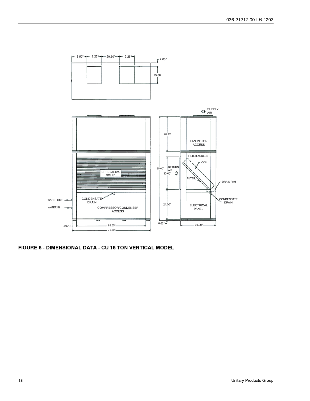 York CH060, CU060 manual 16.50 12.25 20.50 2.63 15.88, Supply, Drain, Compressor/Condenser, Electrical, Access 