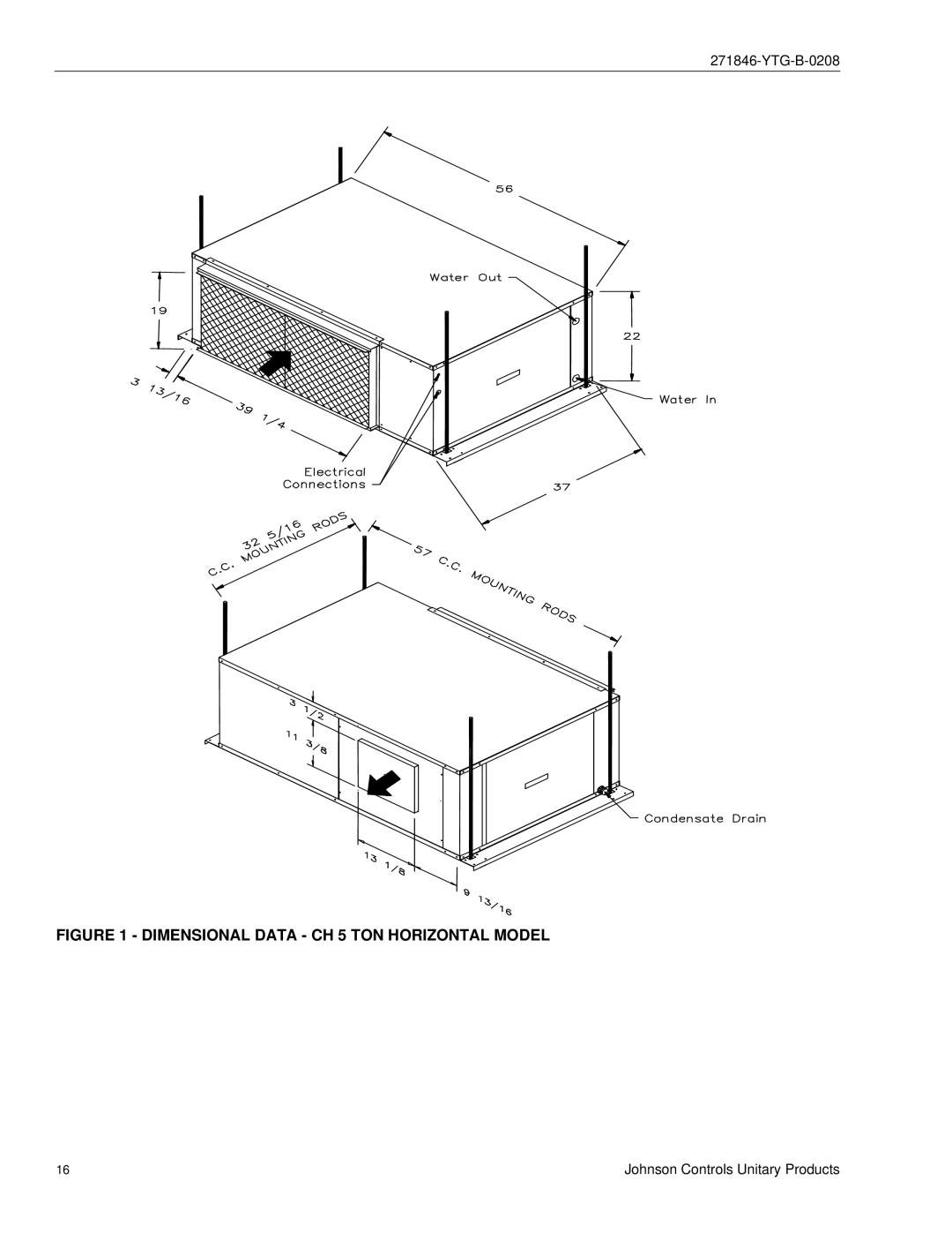 York CU060 - 300 manual Dimensional Data CH 5 TON Horizontal Model 