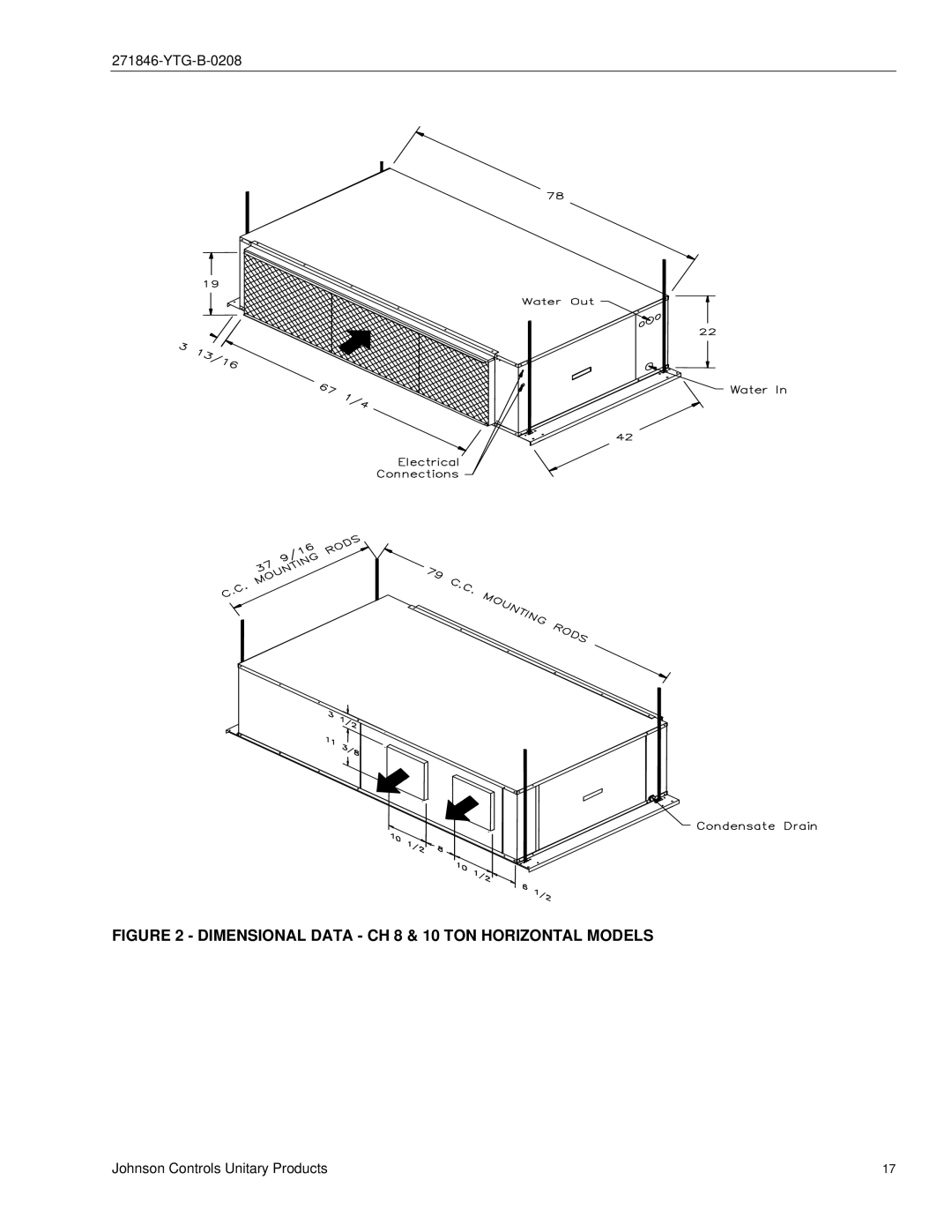 York CU060 - 300 manual Dimensional Data CH 8 & 10 TON Horizontal Models 