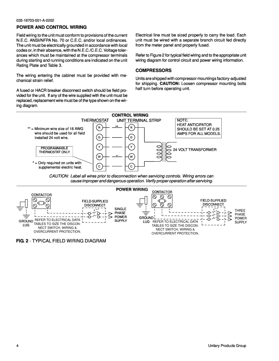 York D1EB018 THRU 060 Power And Control Wiring, Compressors, Typical Field Wiring Diagram, Power Wiring 