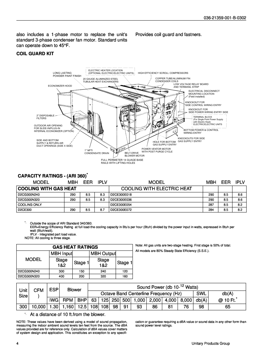 York D2CE, D2CG manual Coil Guard Kit, Capacity Ratings - Ari, Cooling With Gas Heat, Gas Heat Ratings 