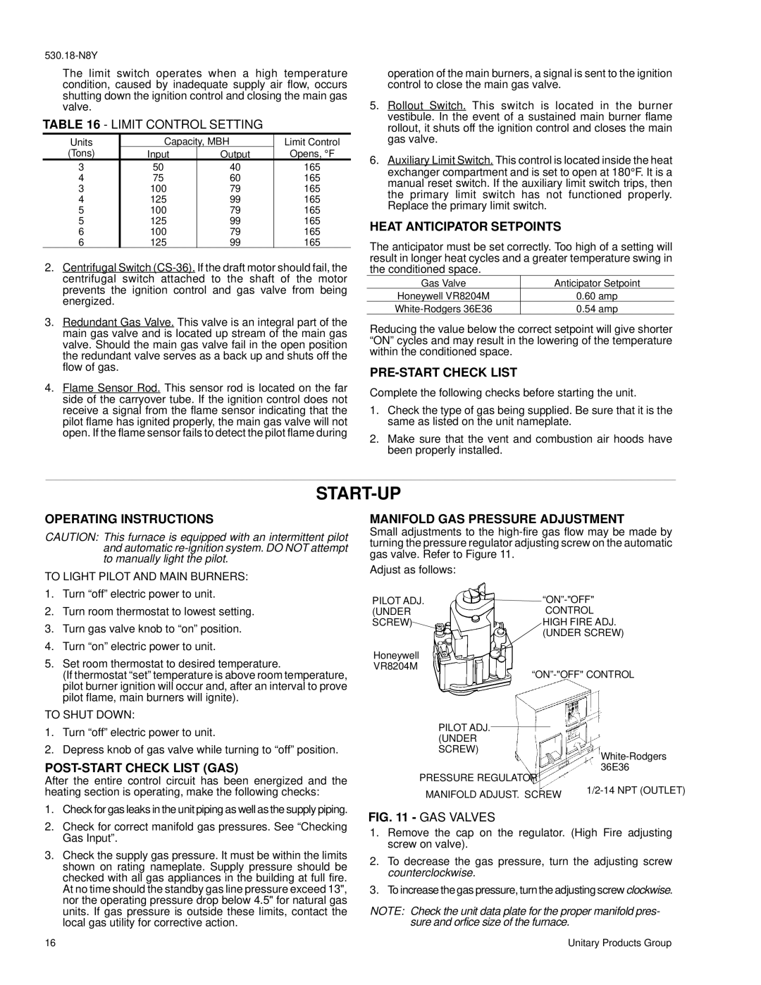 York D7CG 036, D7CG 048, D7CG 060, D2CG 072 installation instructions Start-Up 