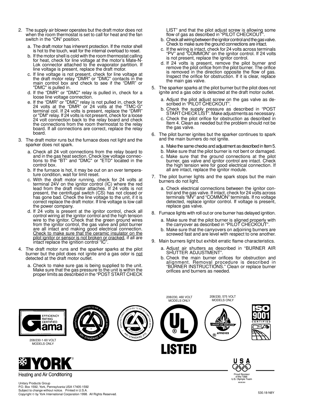 York D7CG 036, D7CG 048, D7CG 060, D2CG 072 installation instructions Models only 