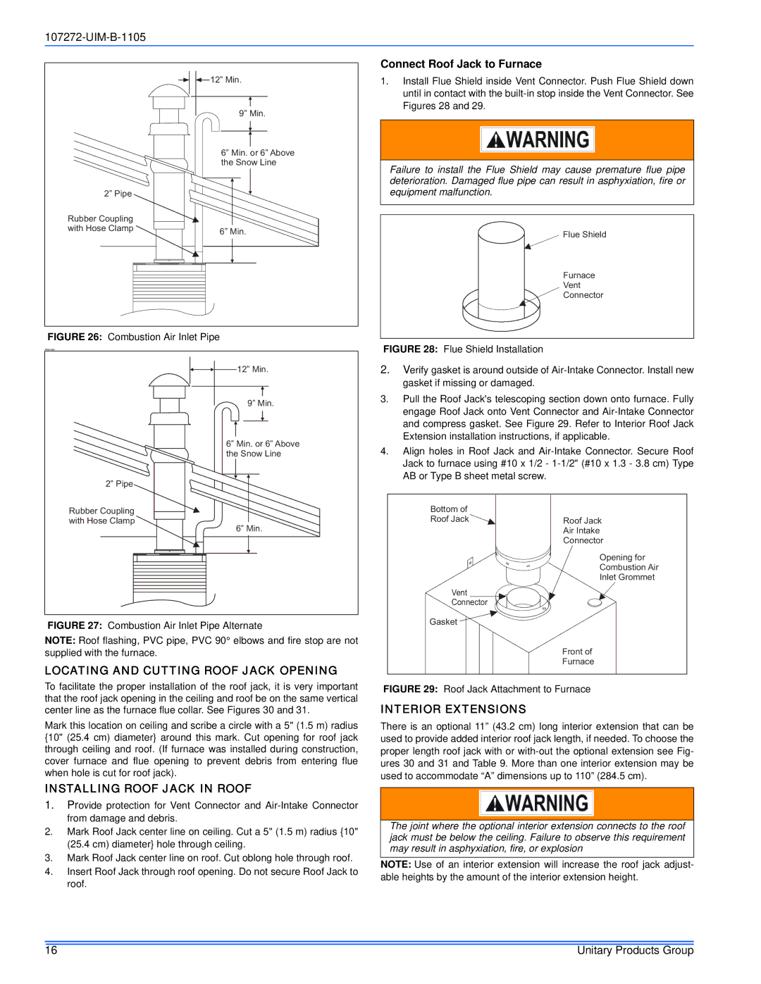 York DFAH, DFAA Connect Roof Jack to Furnace, Locating and Cutting Roof Jack Opening, Installing Roof Jack in Roof 