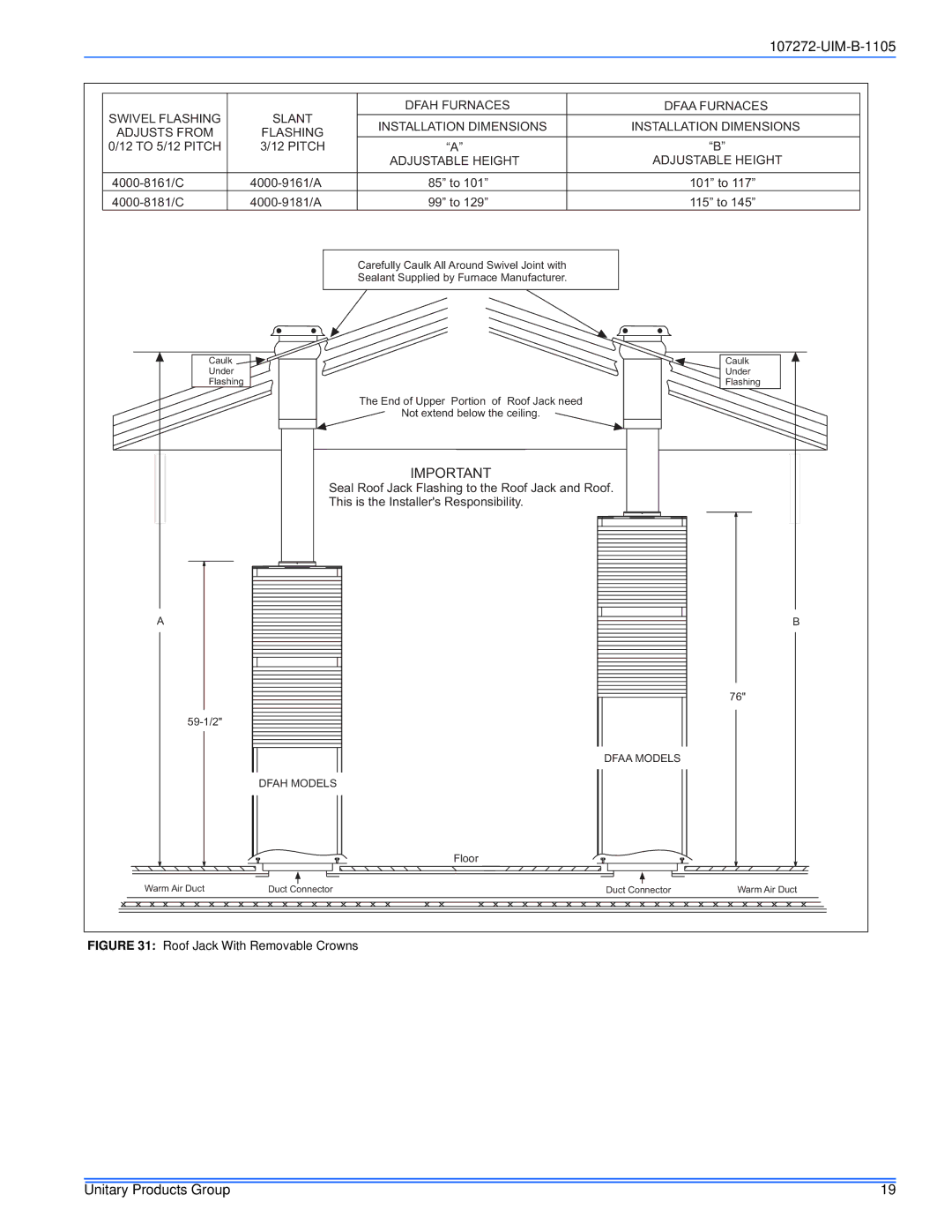 York DFAA, DFAH installation manual UIM-B-1105 