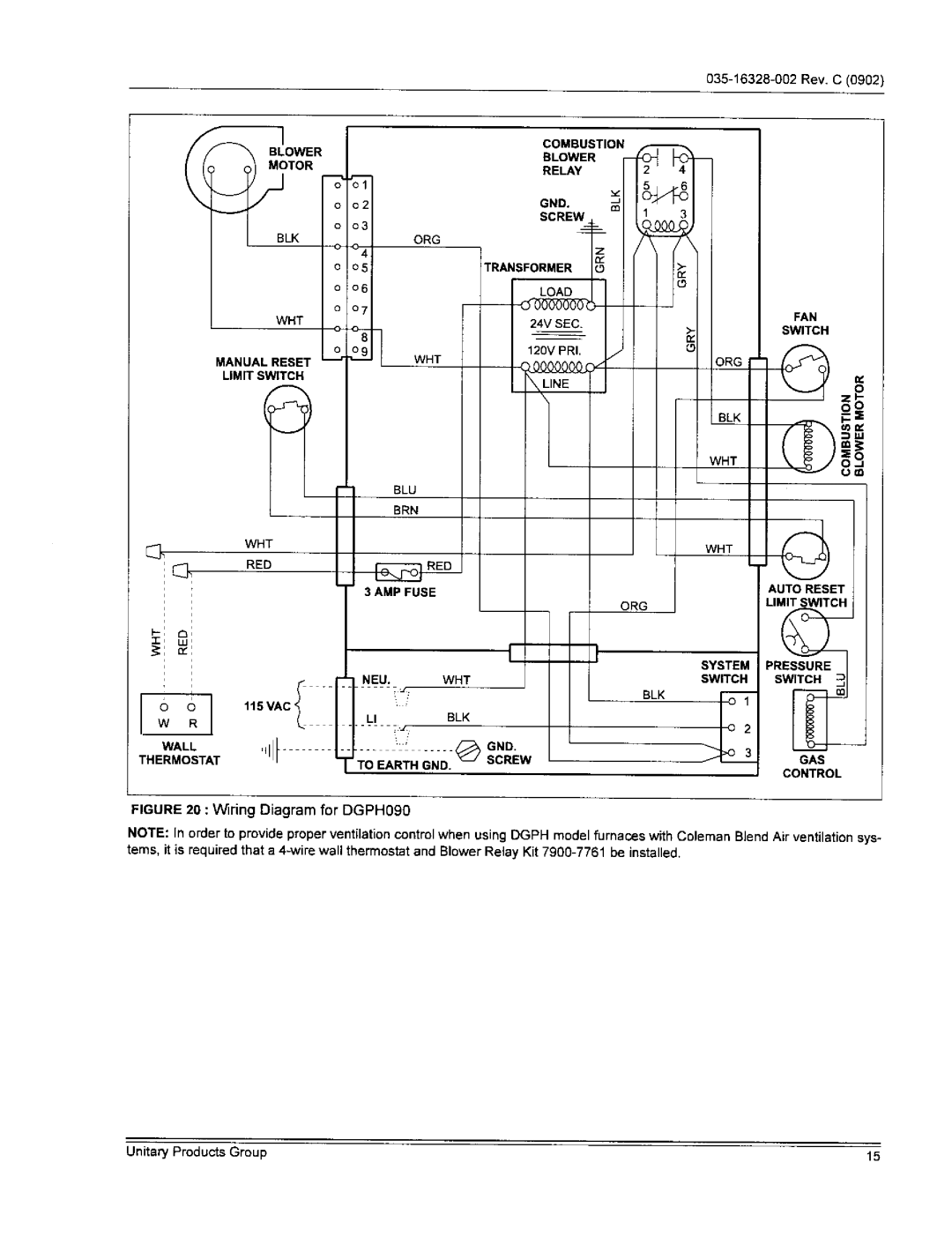 York DGPHO70ABTA warranty Combustion Blower Relay GND Screw Transformer Load, Manual Reset WHT Limit Switci, Limitswitch 