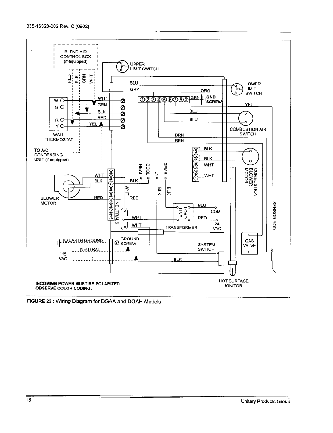 York DGPH077ABTA, DGPHO56ABTA, DGPHO70ABTA, DGAAO9OBDTA warranty Ca L o, Incoming Power Must be Polarized Observe Color Coding 