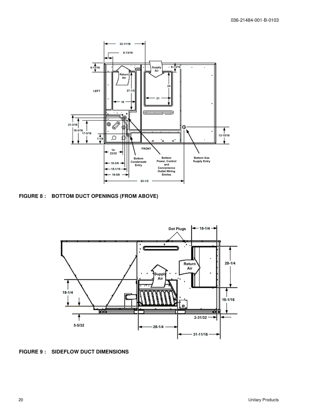 York DJ 150 manual Bottom Duct Openings from Above 