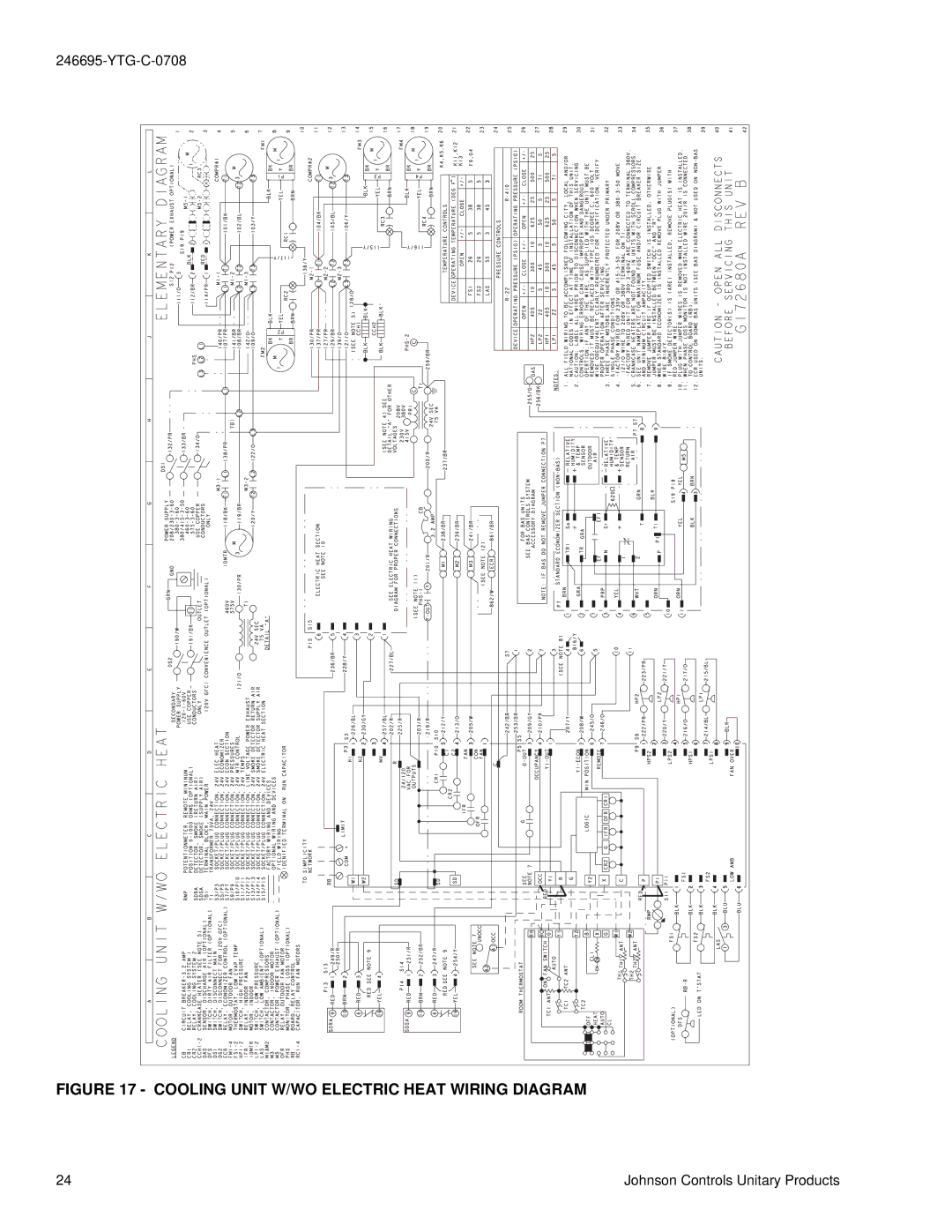 York DJ 150 manual Cooling Unit W/WO Electric Heat Wiring Diagram 