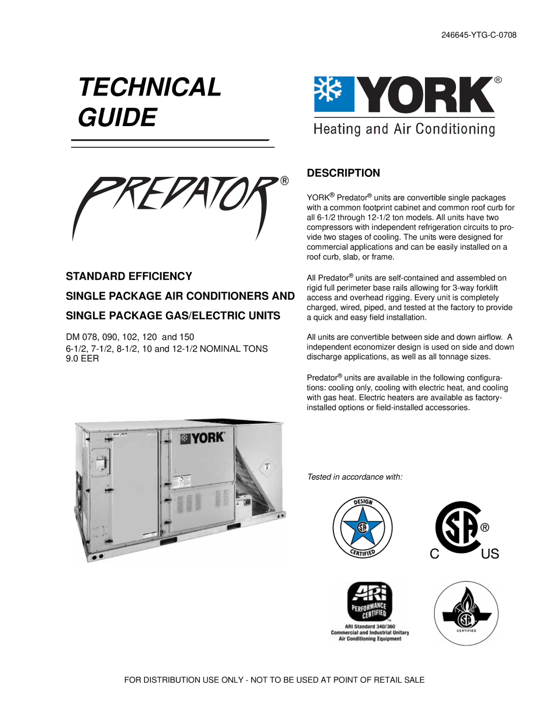 York DM 078 manual Technical Guide 