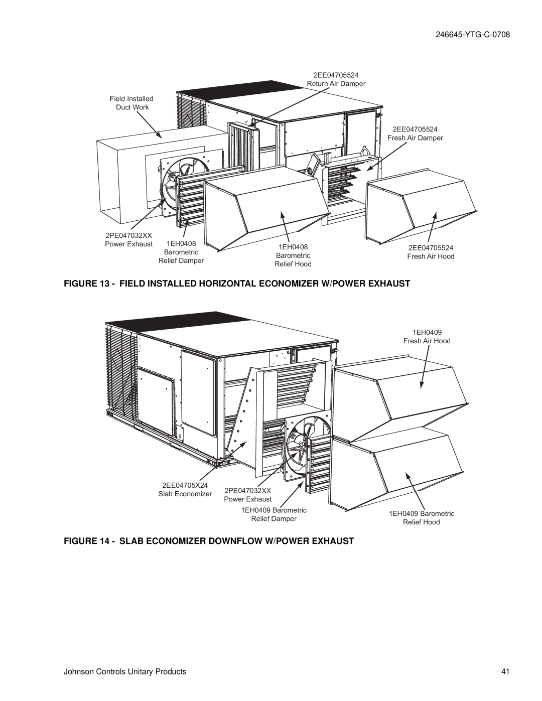 York DM 078 manual Field Installed Horizontal Economizer W/POWER Exhaust 