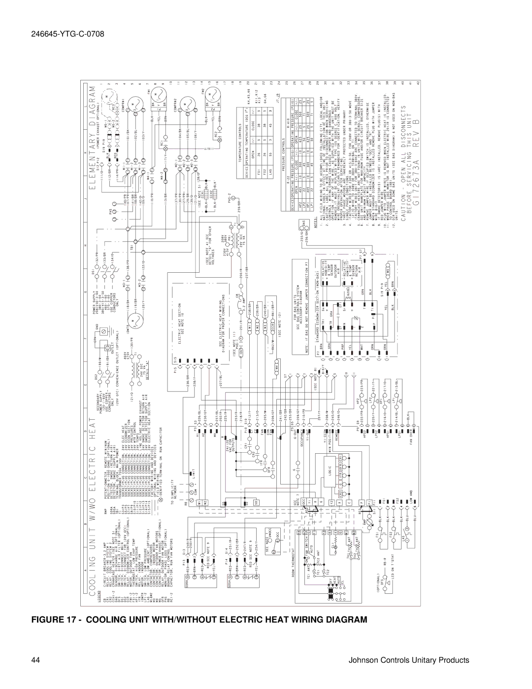 York DM 078 manual Cooling Unit WITH/WITHOUT Electric Heat Wiring Diagram 