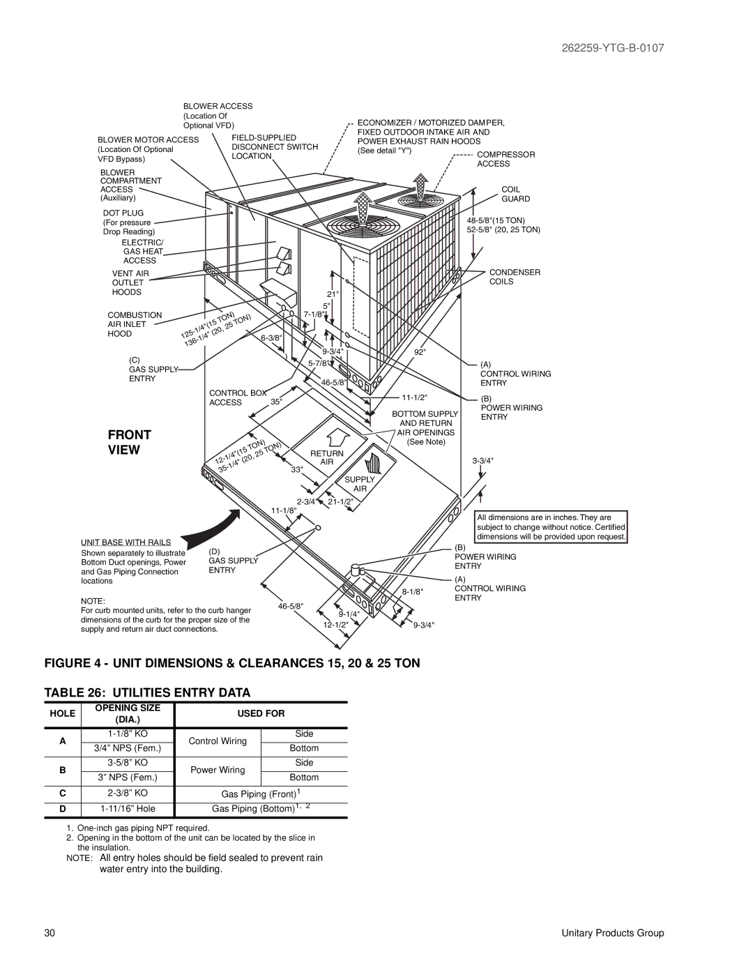 York DM 300, DM 240, DM 180 warranty Front View 