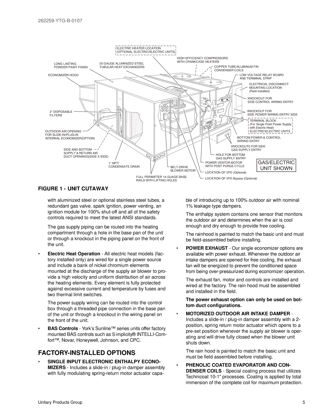 York DM 180, DM 300, DM 240 warranty FACTORY-INSTALLED Options, Unit Cutaway 