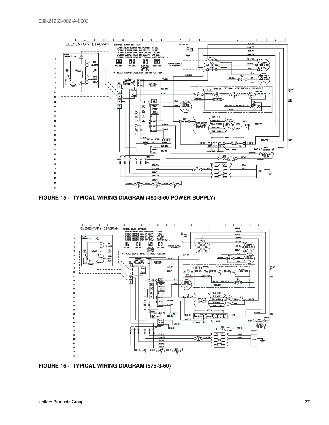 York DNH018 warranty Typical Wiring Diagram 460-3-60 Power Supply 