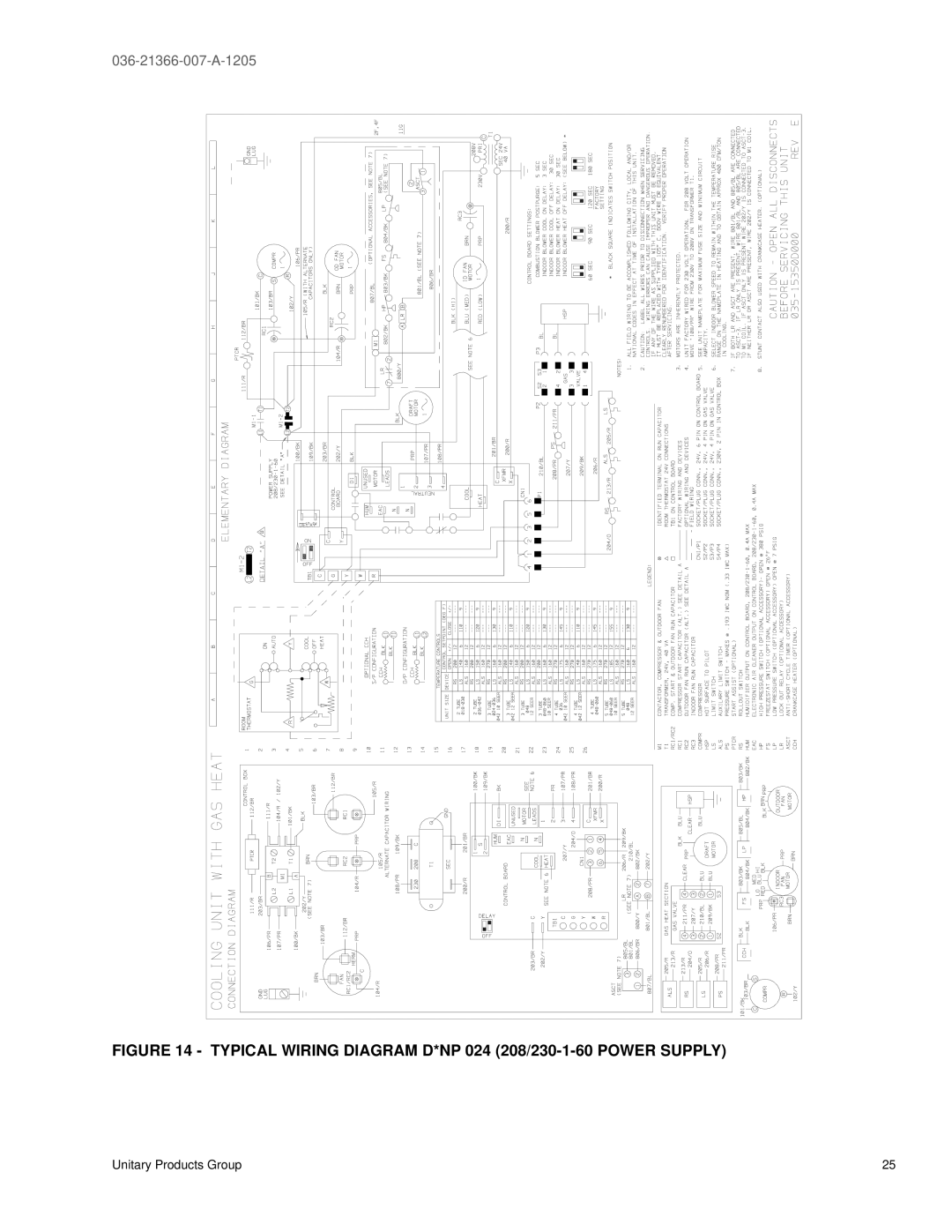 York DNP048, DNP060, DNP030, DNP024, DNP042, DNP036 warranty Typical Wiring Diagram D*NP 024 208/230-1-60 Power Supply 