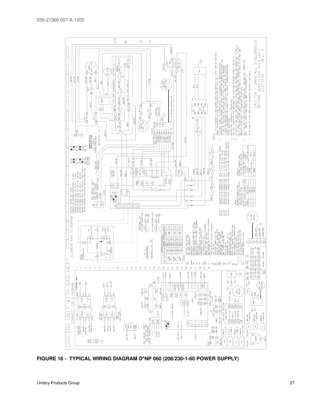 York DNP024, DNP060, DNP048, DNP030, DNP042, DNP036 warranty Typical Wiring Diagram D*NP 060 208/230-1-60 Power Supply 