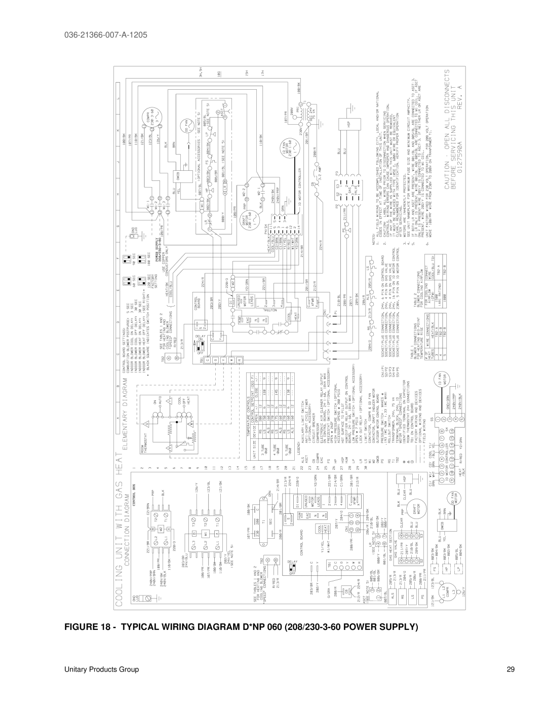 York DNP036, DNP060, DNP048, DNP030, DNP024, DNP042 warranty Typical Wiring Diagram D*NP 060 208/230-3-60 Power Supply 