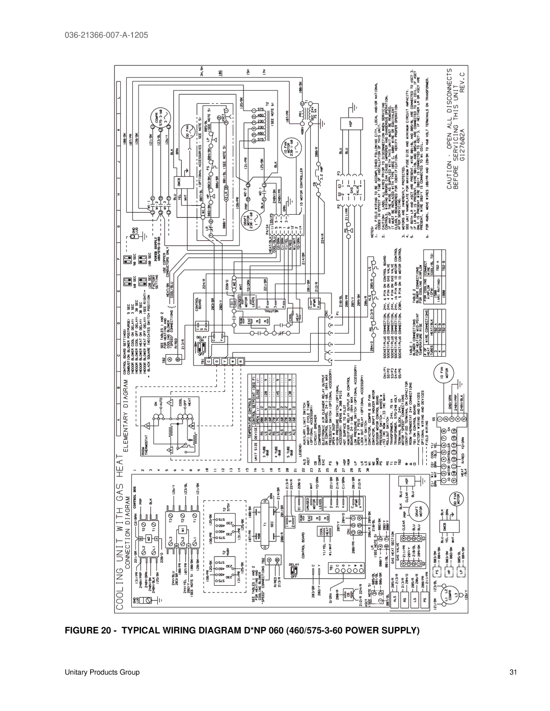 York DNP048, DNP060, DNP030, DNP024, DNP042, DNP036 warranty Typical Wiring Diagram D*NP 060 460/575-3-60 Power Supply 